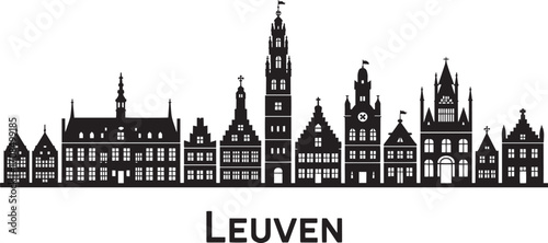 Leuven Cityscape Silhouette Vector Illustration A Detailed Skyline of Belgian Heritage