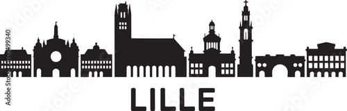 Lille Cityscape Silhouette Vector Illustration A Detailed Cityscape Depiction of French Urban Architecture