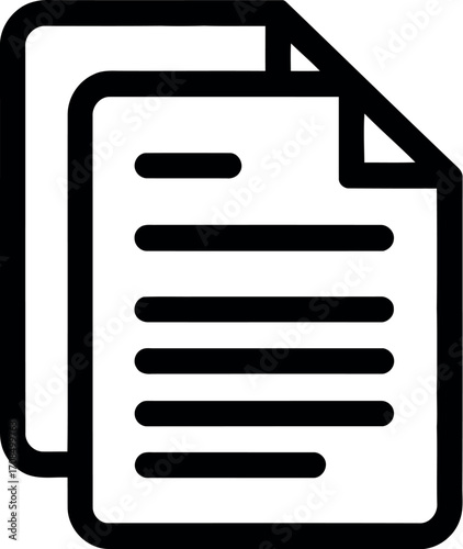 Simple stylized line icon of two overlapping documents representing paperwork or data vector