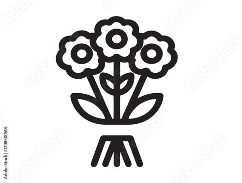 Minimal flower gift delivery outline design in modern vector style