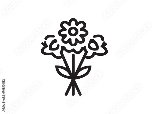 Elegant flower delivery icon with minimal line art design