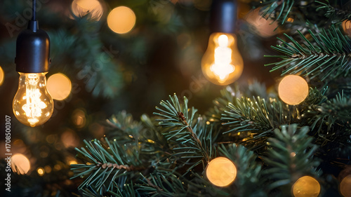 Festive Christmas Tree Lights & Warm Bokeh Glow
