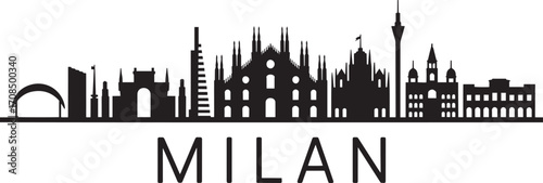 Milan Skyline Silhouette Vector Illustration A Captivating Italian Cityscape Depiction with Iconic Landmarks