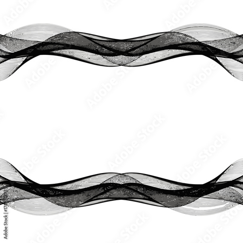 Abstract black wavy lines forming a frame silhouette isolated on white background