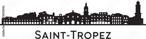 Saint-Tropez Skyline Silhouette Vector Illustration A Captivating French Cityscape Depiction with Landmarks