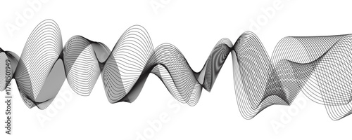 Abstract modern background with flowing wave lines in gradient shades of gray and aqua. curved, Smooth curves and gradient tones of light to deep blue motion. Airy and minimal, suitable for technolog