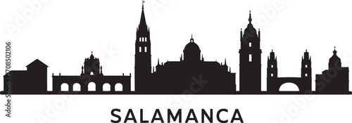 Salamanca Skyline Silhouette Vector Illustration Spain Cityscape Landmark Architecture Travel Destination
