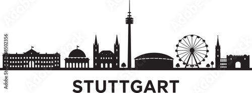 Stuttgart Skyline Silhouette Vector Illustration, Germany Cityscape Outline with Landmarks