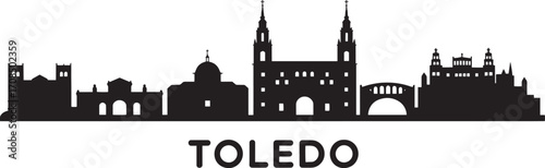 Toledo Skyline Silhouette Vector Illustration Spain Cityscape Landmark Architecture Travel Destination