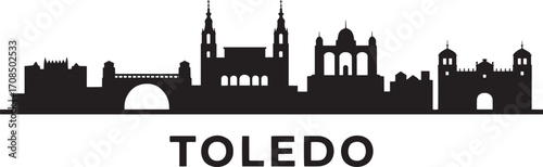 Toledo Skyline Silhouette Vector Illustration Spain Cityscape Landmark Architecture Travel Destination