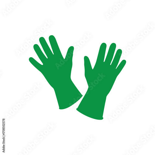 Green gloves silhouette icon vector flat design.