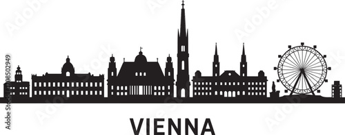 Vienna Skyline Silhouette Vector Illustration A Detailed Cityscape Depiction of Vienna Austria's Architectural Landmarks