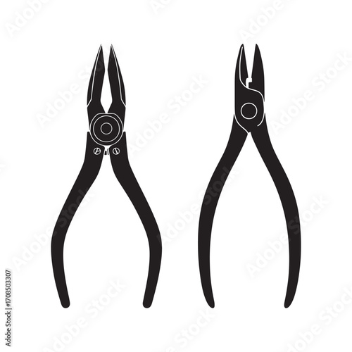 Silhouette pliers isolated on white background. Silhouette pliers icon.