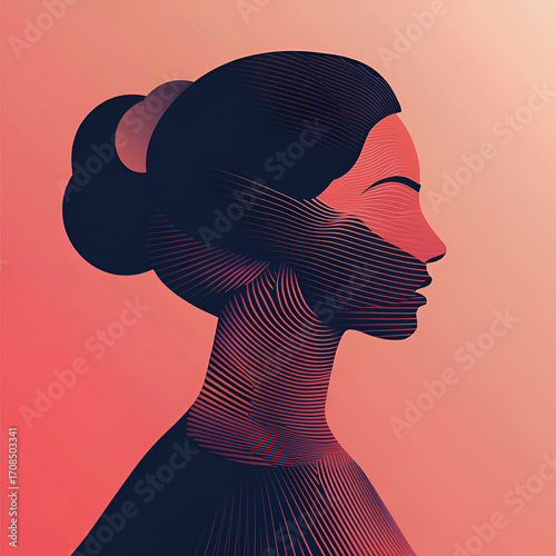 Beautiful illustration of a woman, ideal for use in Pink October campaigns