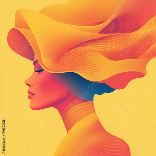 Beautiful illustration of a woman, ideal for use in Pink October campaigns