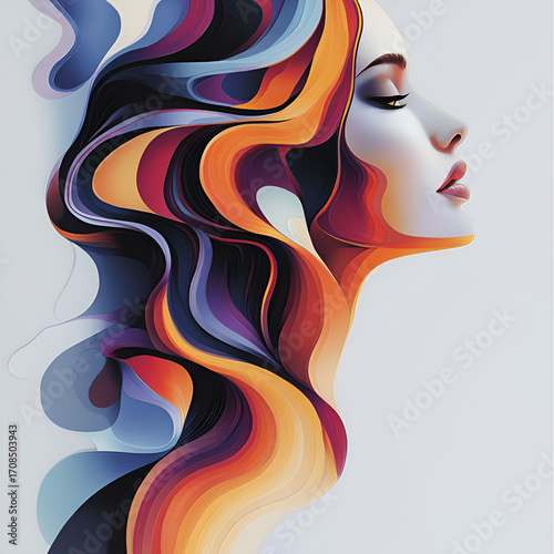 Beautiful illustration of a woman, ideal for use in Pink October campaigns