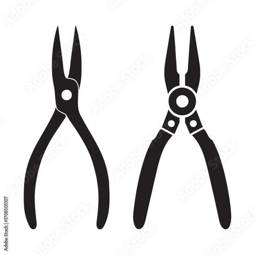 Silhouette pliers isolated on white background. Silhouette pliers icon.