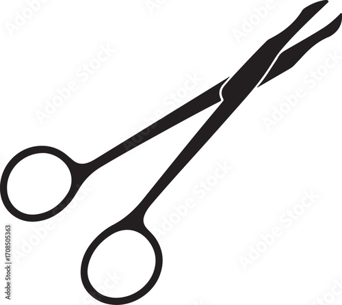 Black surgical forceps open medical instrument tool