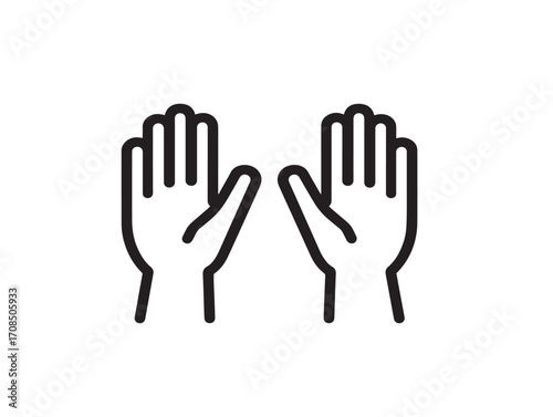 Elegant hands up vector icon illustration in stylish minimal line design