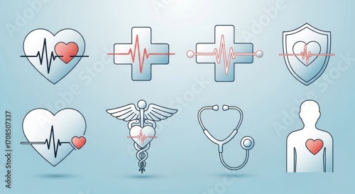 Simple Medical Icons Set, Healthcare Symbols, Flat Design