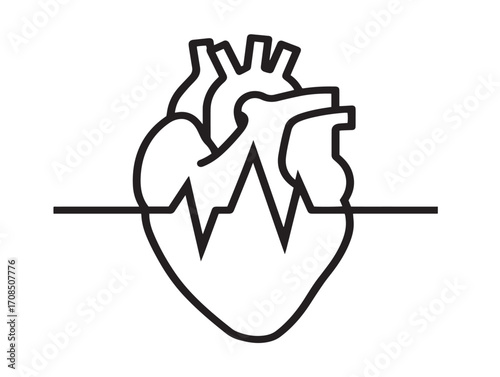 Minimalist heart attack artwork created in clean elegant line details