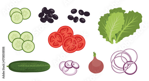 Fresh salad ingredients for a healthy meal.