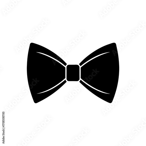A simple black bow tie icon on transparent background