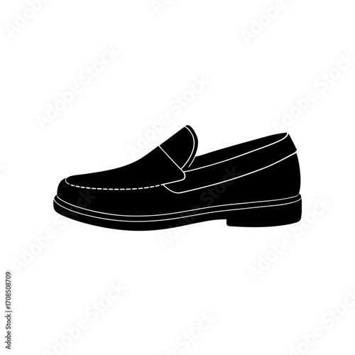 Silhouette of a leather loafer on transparent background