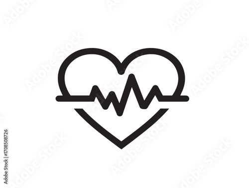 Stylish heart beat vector icon artwork crafted in minimalist elegant design