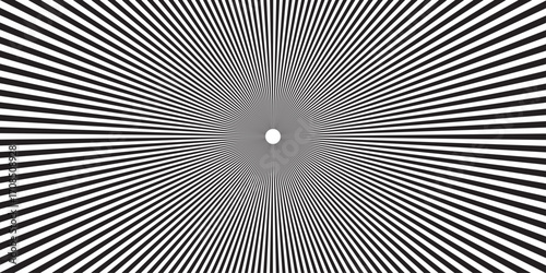 Abstract sunburst background. sunburst with a fiery intensity. Black and White Optical Illusion Art, Dynamic Black and White Illusion Vector. Monochrome sunburst vector background.