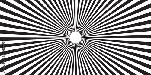 Abstract sunburst background. sunburst with a fiery intensity. Black and White Optical Illusion Art, Dynamic Black and White Illusion Vector. Monochrome sunburst vector background.
