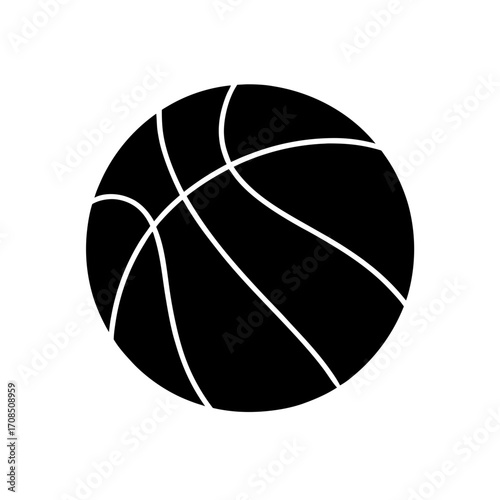 Silhouette of a basketball ball on transparent background