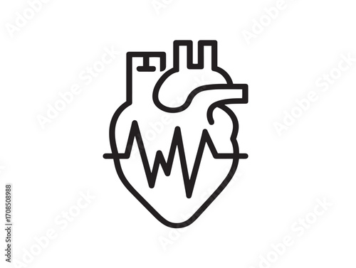 Stylish heart disease symbol designed in minimalist modern line vector style