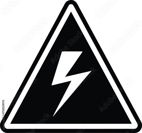 Electric Shock Risk Sign – Voltage Alert Symbol, Power Danger Warning – Electrical Safety Icon