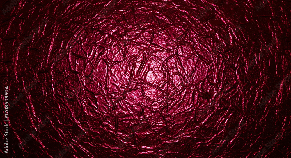 Fototapeta premium Grainy Abstract Texture Background on Metallic Foil Wall with Glowing Wine Color