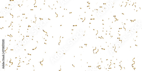 Vector gold particles confetti glitter on transparent background.  Gold sparks and doted golden glitter special light effect celebration background. 