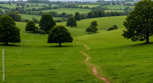 Rolling hills and country path