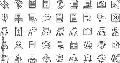 Translation services and education icons for learning and language study vector illustration