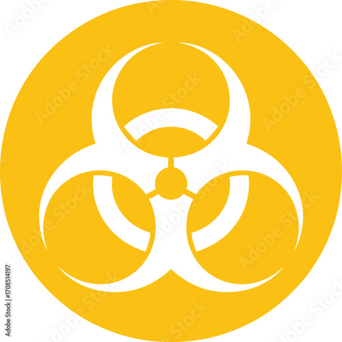 Warning biohazard symbol on bright yellow background for science or medical alert messaging and design