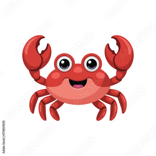 
Cute Red Crab with Smooth Rounded Body