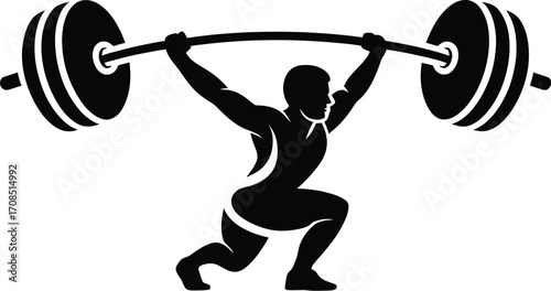 Weightlifter in action performing a snatch lift strength and determination in weightlifting competition strong athletic figure