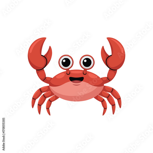 Cute 3D Cartoon Red Crab with Big Eyes