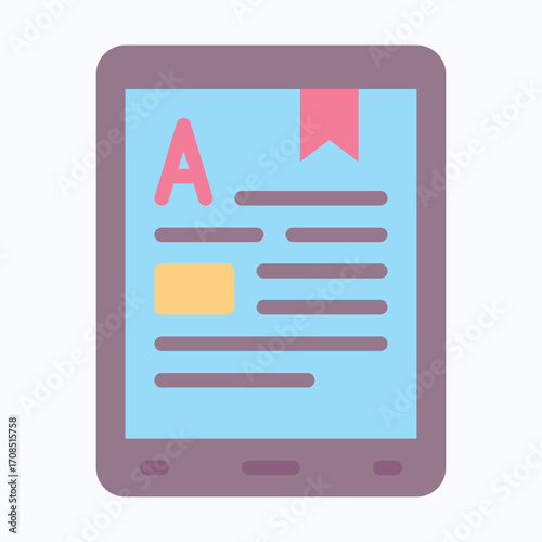 Article or News on Smartphone Screen Isolated Vector Flat Style Icon,