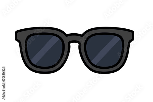 Hipster sunglasses vector icon. Flat style cartoon illustration of fashion eyewear. Retro glasses for sun protection. Classic black frame accessory isolated background.