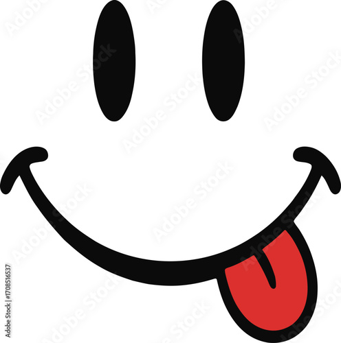 Playful smiley face with tongue out expressing joy and positive emotion for social media and branding uses