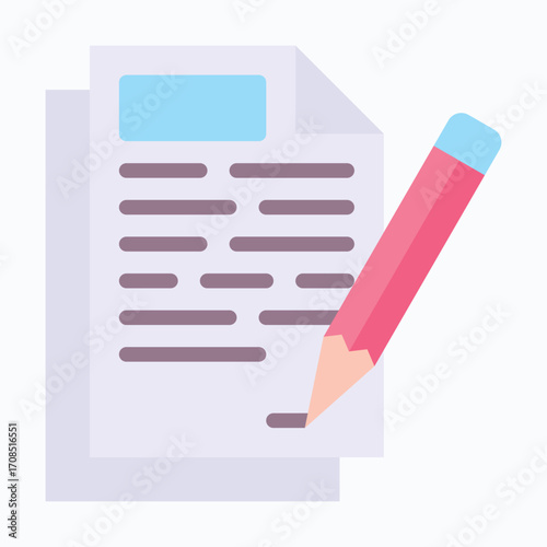 Document with Text Isolated Vector Flat Style Icon,