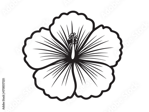Hibiscus flower symbol illustrated in elegant vector line art