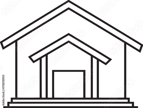 Modern house construction architectural design drawn in clean line art