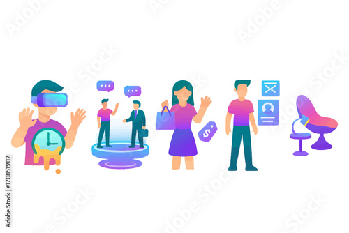 Social network icon representing the connection and communication of a diverse group of people for togetherness and teamwork