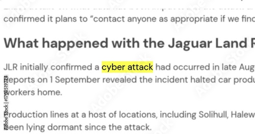 Headline real news across international media with cyber attack, hacking and security breach